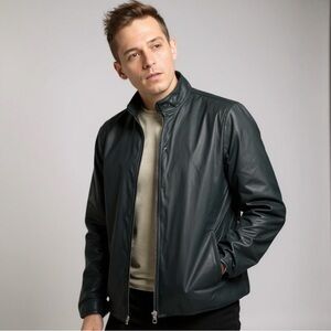 FLX Dark Gray Full Zip Packable Windbreaker Jacket Men's Size Large